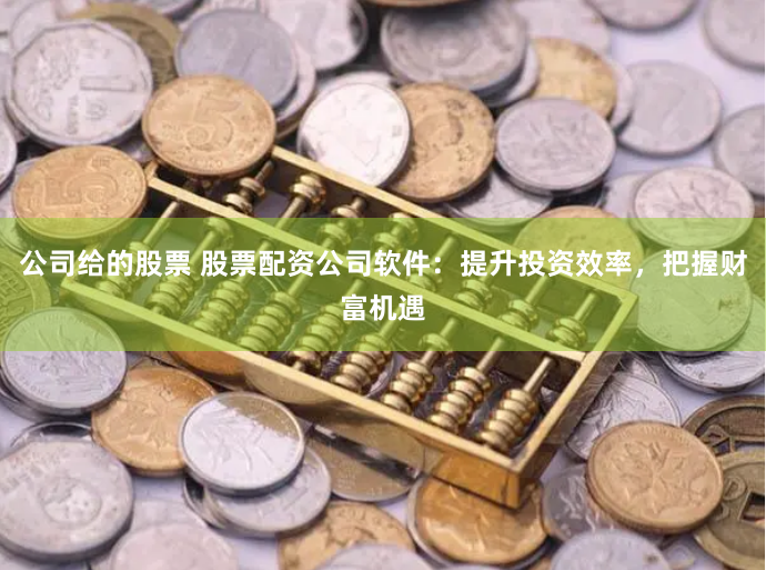 公司给的股票 股票配资公司软件：提升投资效率，把握财富机遇
